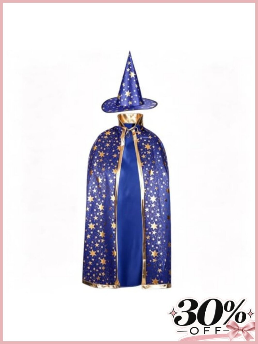 Adult Wizard Costume Set Cape Hat Polyester Halloween Cosplay